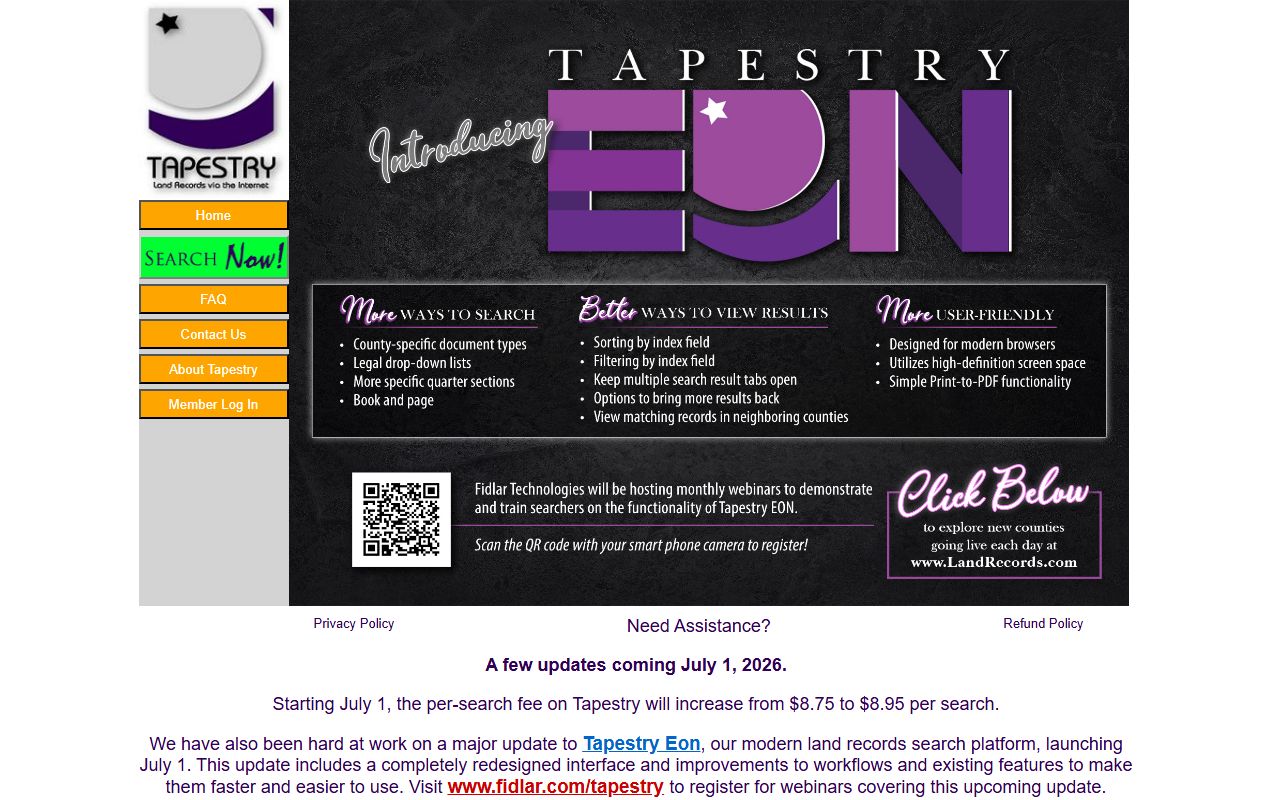 Alger County Clerk / Register of Deeds Tapestry property records search portal