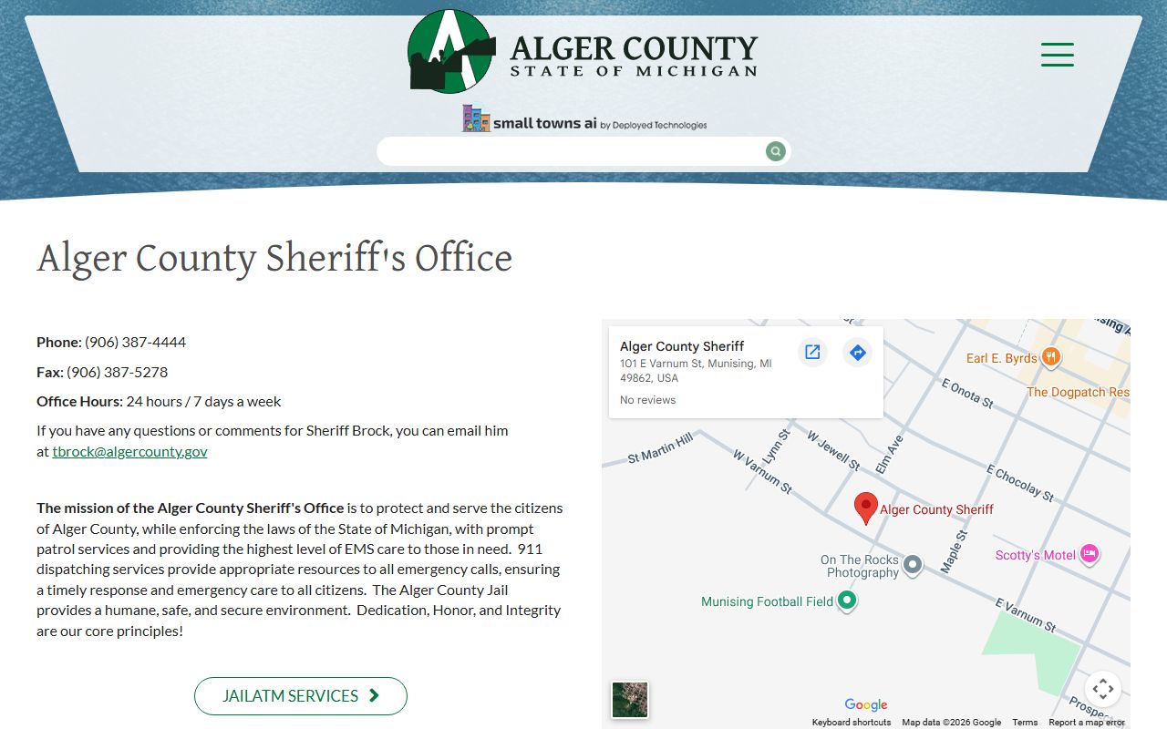 Alger County arrest records and court charges sheriff office