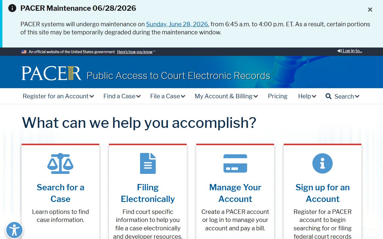 Alger County arrest records and court charges PACER federal case access