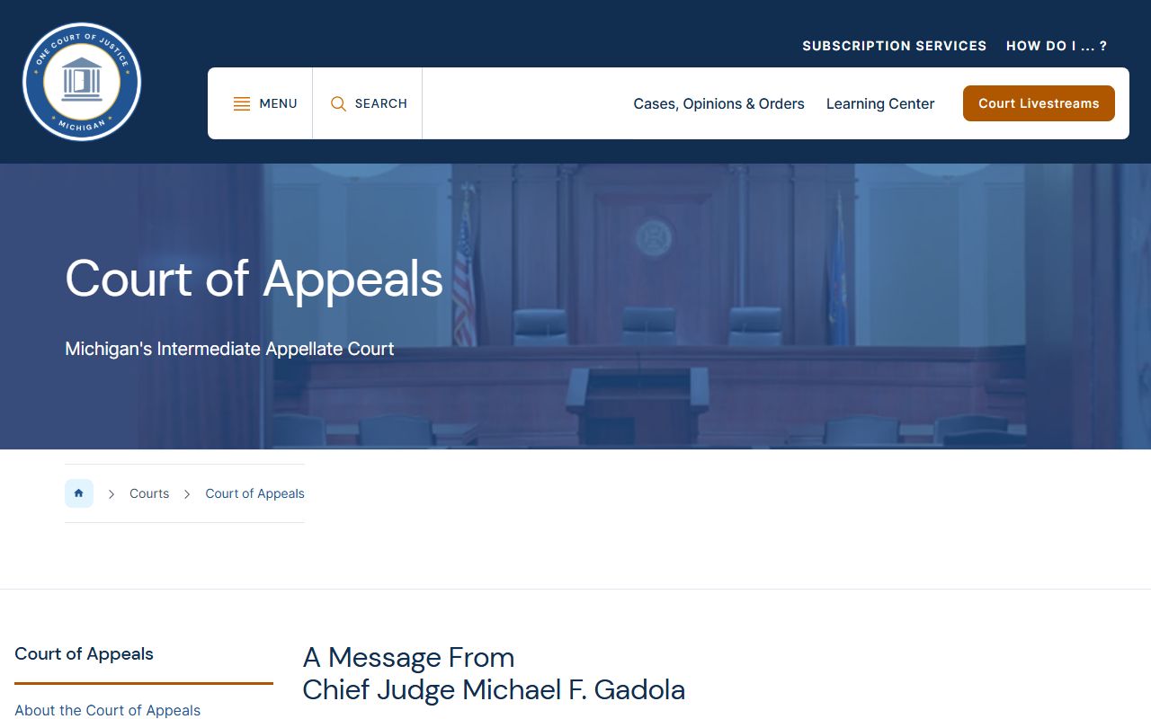 Alger County court dockets Michigan Court of Appeals