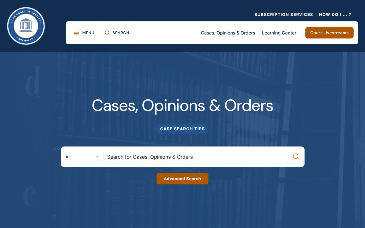 Alger County court records search on the Michigan Courts case search page