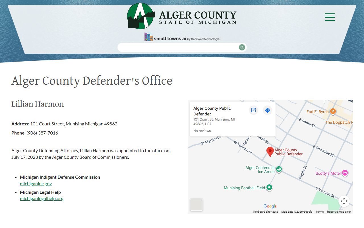 Alger County criminal court records public defender office