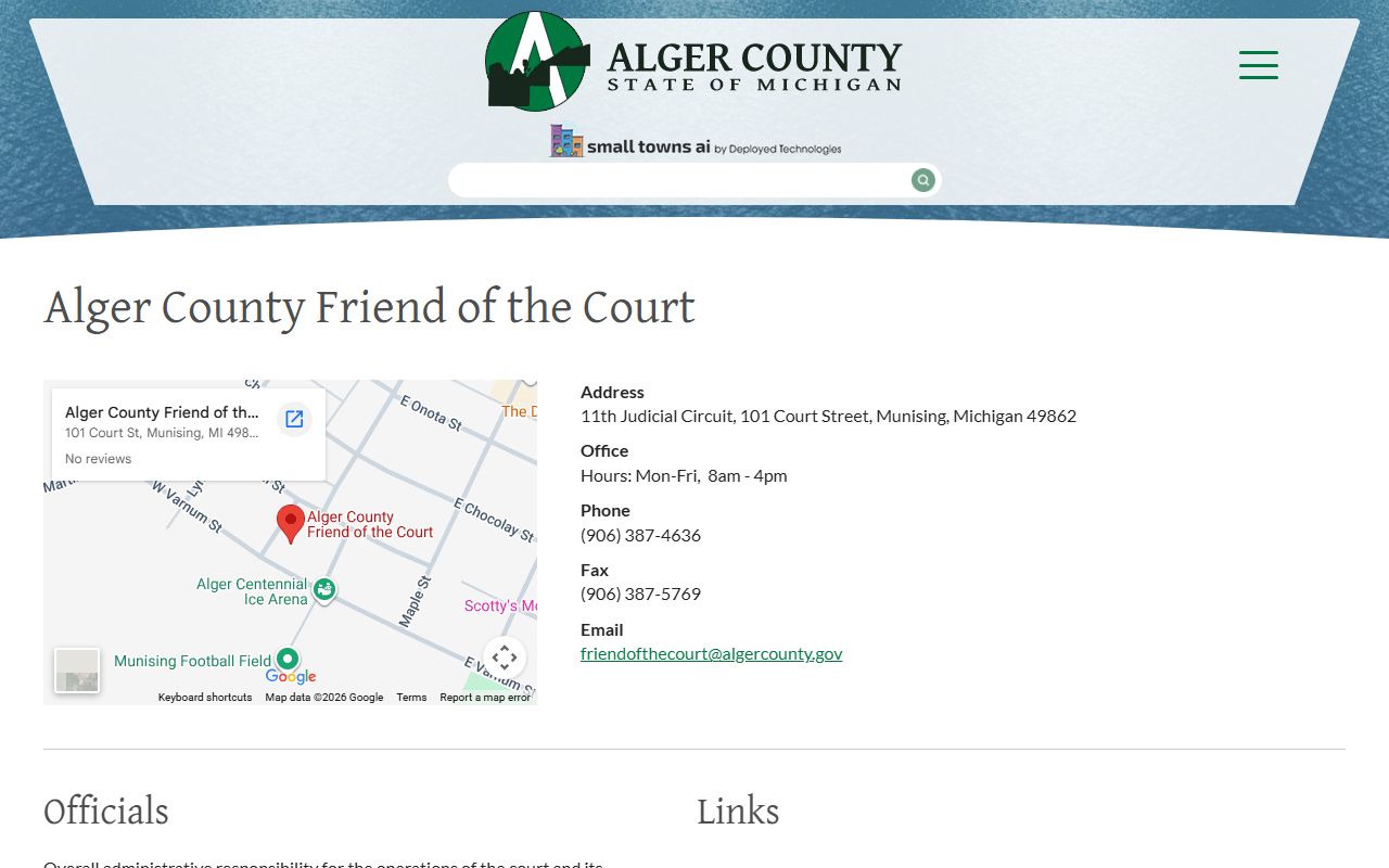 Alger County Circuit Court family division and Friend of the Court
