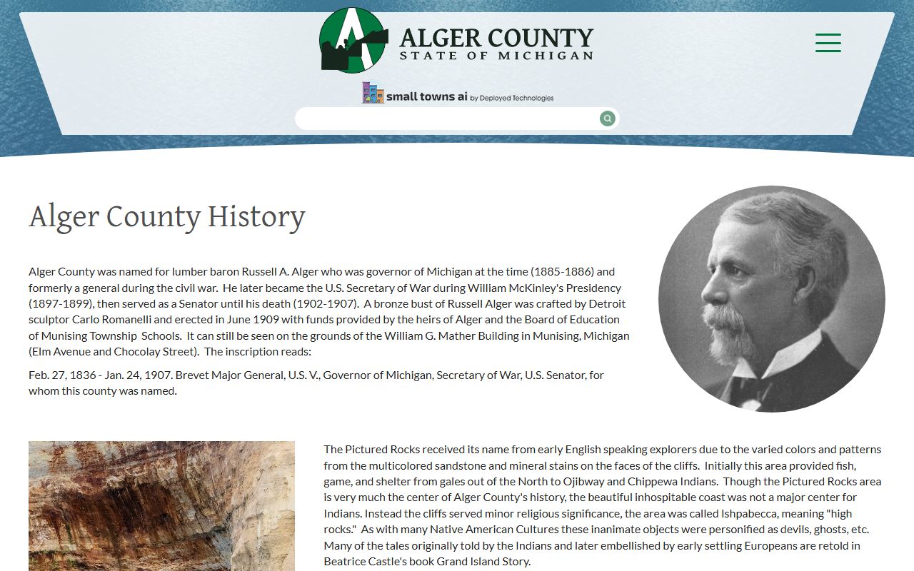 Alger County court records and archived county history